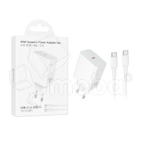 Сетевое зарядное устройство Type-C Hoco C162A (40W, PD, кабель Type-C-Type-C) Белый