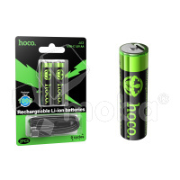Аккумуляторные батарейки "AA" Hoco Li-ion 1.5V 2100 mAh (2 шт, перезаряжаемые, зарядка через Type-C)
