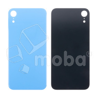 Задняя крышка для iPhone Xr (A2105) Голубой (стекло, монолит, широкий вырез под камеру, логотип) - Премиум