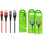 Кабель USB - MicroUSB Hoco X38 (2.4A, оплетка нейлон) Черный
