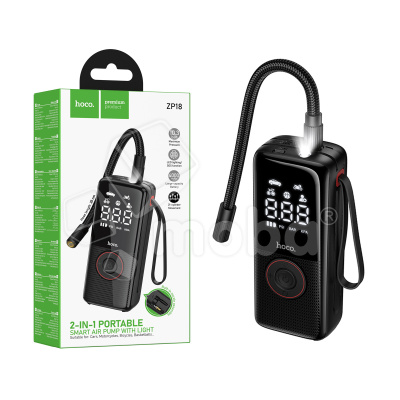 Портативный смарт-насос Hoco ZP18 (4000 mAh, 10.3 бар, 5 режимов, LED-дисплей) Черный