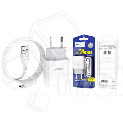 Сетевое зарядное устройство USB Hoco C72A (10.5W, кабель Type-C) Белый