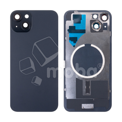 Задняя крышка для iPhone 15 Plus (A3094) в сборе со стеклом камеры Черный (стекло, монолит, MagSafe, логотип) - Премиум