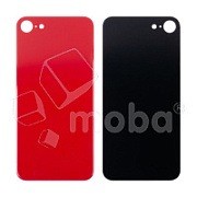 Задняя крышка для iPhone SE 2020 (A2296) Красный (стекло, монолит, широкий вырез под камеру, логотип) - Премиум