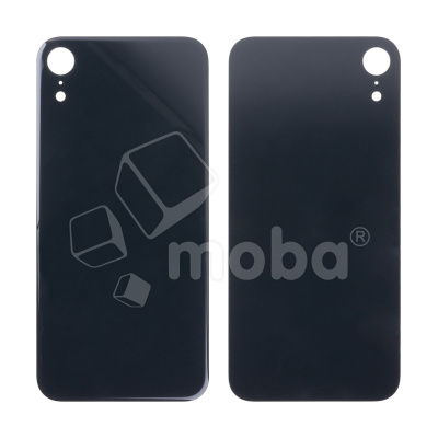 Задняя крышка для iPhone Xr (A2105) Черный (стекло, монолит, широкий вырез под камеру, логотип) - Премиум