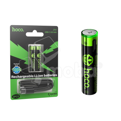 Аккумуляторные батарейки "AAA" Hoco Li-ion 1.5V 800 mAh (2 шт, перезаряжаемые, зарядка через Type-C)