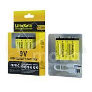 Аккумуляторные батарейки "Крона" 6LR61 LiitoKala 1100 mAh (9V, 2 шт. в кейсе, перезаряжаемые от Type-C)