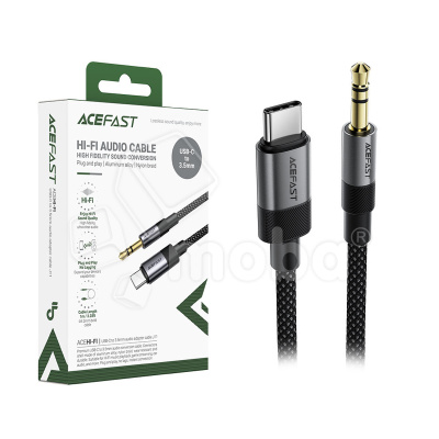 Кабель AUX "3,5 мм" Jack - Type-C Acefast J11 (оплетка нейлон) (1 м) Черный