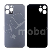 Задняя крышка для iPhone 11 Pro (A2215) Серый (стекло, монолит, широкий вырез под камеру, логотип) - Премиум