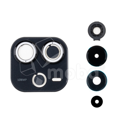 Стекло камеры для Xiaomi Redmi Note 14 4G (24117RN76O/24117RN76G ) в сборе с рамкой Черный