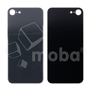 Задняя крышка для iPhone SE 2020 (A2296) Черный (стекло, монолит, широкий вырез под камеру, логотип) - Премиум
