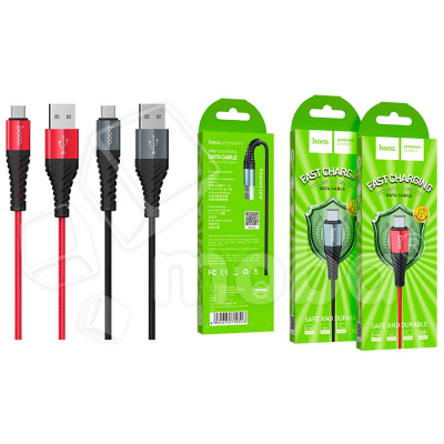 Кабель USB - MicroUSB Hoco X38 (2.4A, оплетка нейлон) Черный